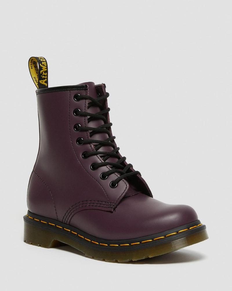 Women\'s Dr Martens 1460 Smooth Leather Lace Up Boots Purple | AU 204JPQ